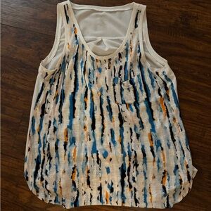 Sleeveless Abstract Print Top - Blue, Orange, Black